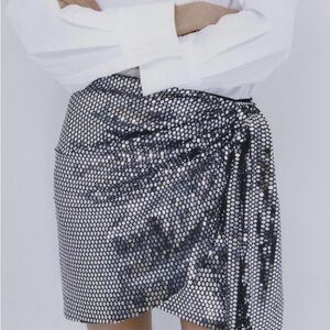 Zara Sequin Mini Skirt with knot detail